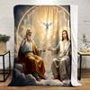 "Divine Trinity with Radiant Glow" Patterned Flannel Blanket Perfect for the Bedroom Living Room, Sofa, or a Little Nap