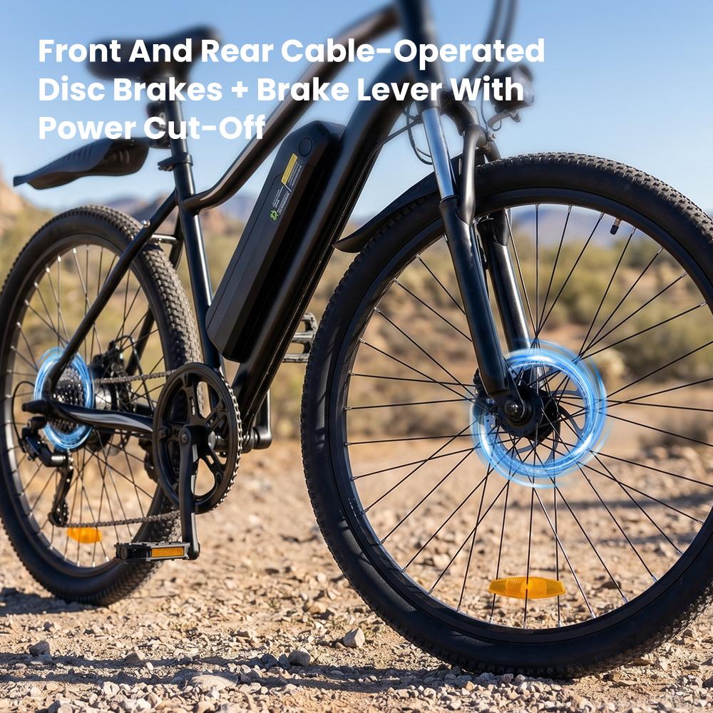 EB3S Electric Bike 250W 13.5Ah 26'' E-Bike Front Suspension Dual Disc Brakes Voltix APP 5-Speed 6-25KM/H Adult Electric Bicycle