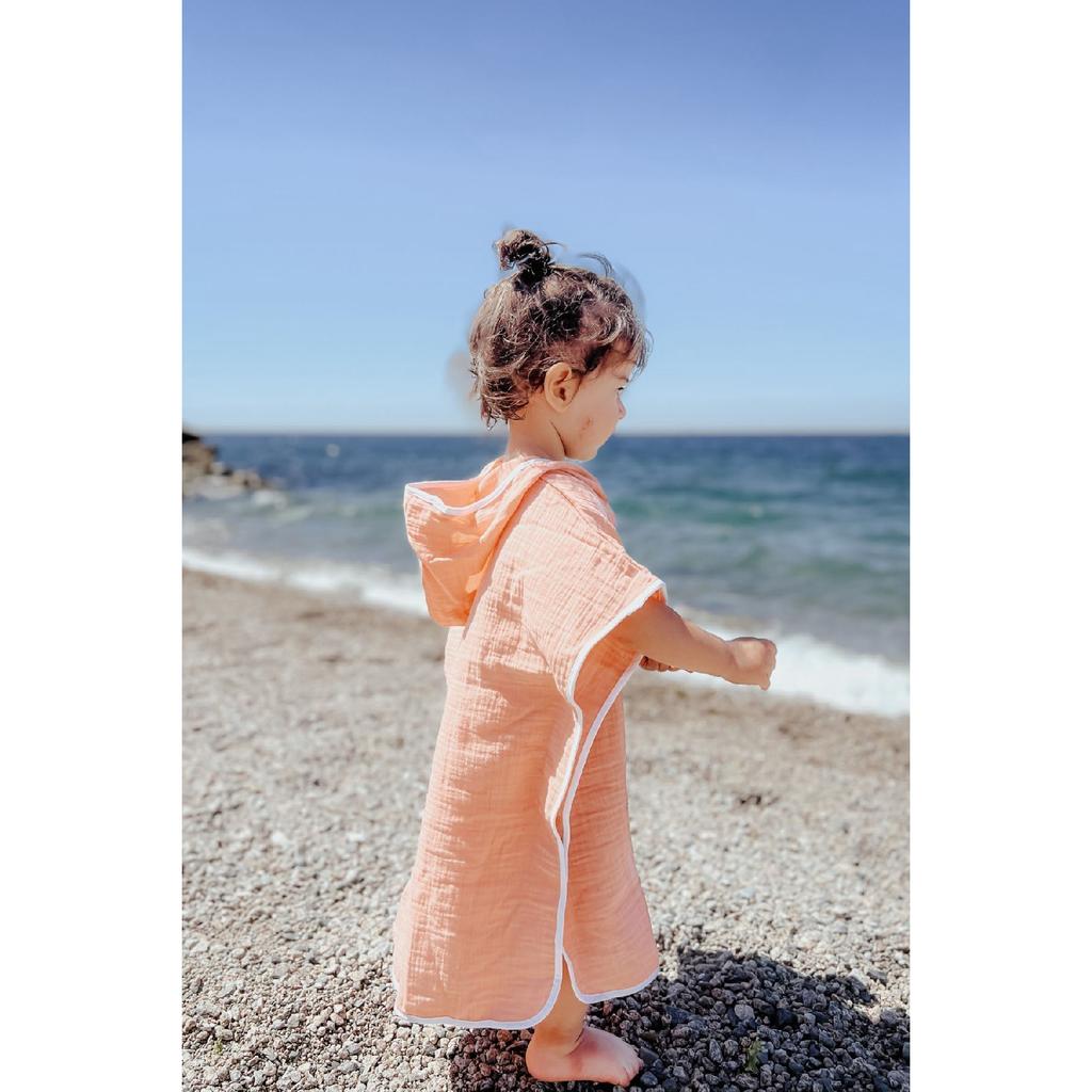 100% Organic Cotton Muslin Poncho - Girls Boys Baby Kids Poncho, Beach Poncho, Bathrobe