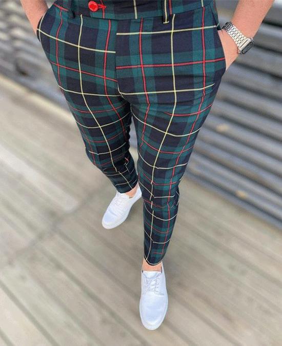 2025 Μπεστσέλερ Ανδρικό Καρό Ψηφιακό Μοτίβο Επαγγελματικό Καθημερινό Παντελόνι