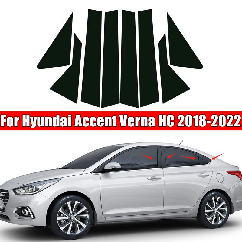 8Pcs Car Door Window Pillar Center Post Trim Stickers For Hyundai Accent Verna HC 2018- Auto Styling Accessories