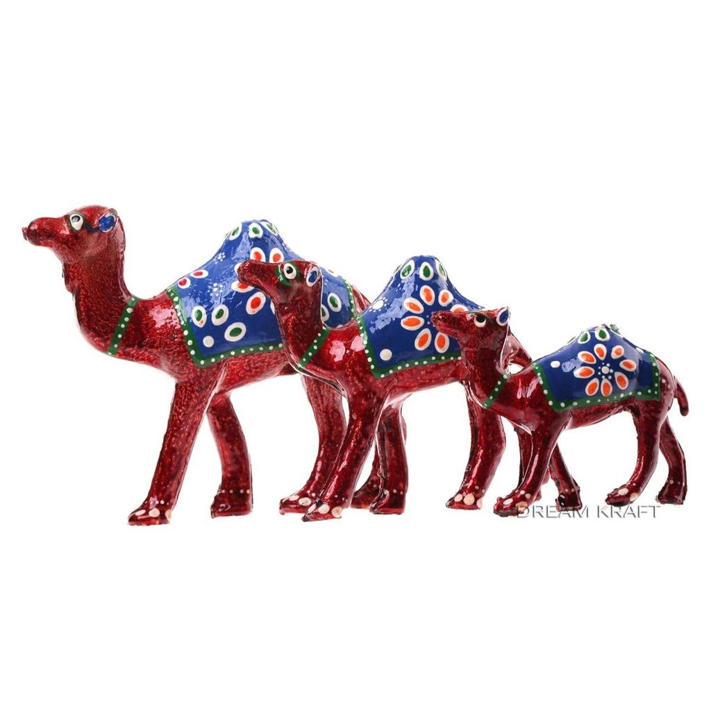 Cămilă - Artă Mache de Hârtie Lucrată Manual, Ideală ca Piesă de Expoziție pentru Decorul Casei (12X10X8CM) Set de 3