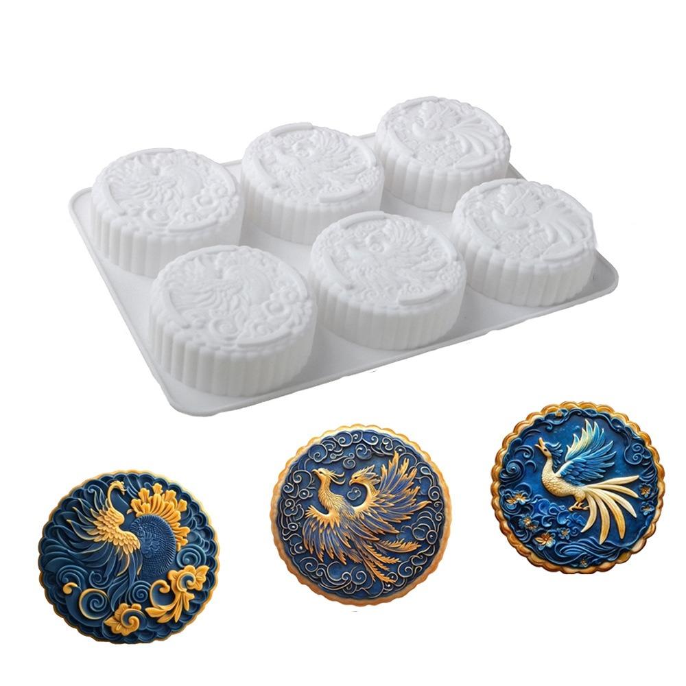 Silicone Auspicious Clouds Mooncake Mold 6 Cavities Mung Bean Cake Mold Soap Mold  Kitchen