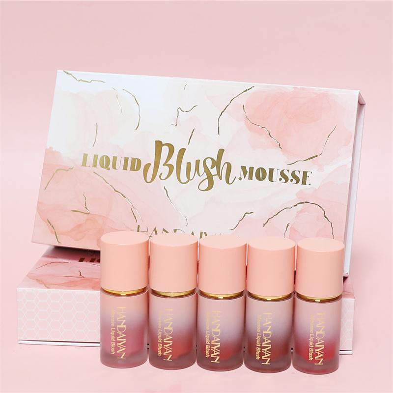 5-piece Liquid Blush Set Pearl Matte Waterproof Blush Brightening Skin Tone and Easy Color Makeup
