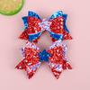 4th of July Hair Bows Hair Clip Girls Glitter Red White Blue Sequin Bows Barrettes Independence Day Party Decor Accessories