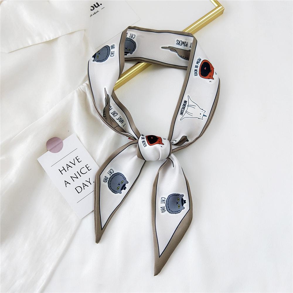 Decorative Simple Texture Silk Scarf Women'S New Style Spring And Autumn Summer Fashion Versatile Headscarf Work Scarf