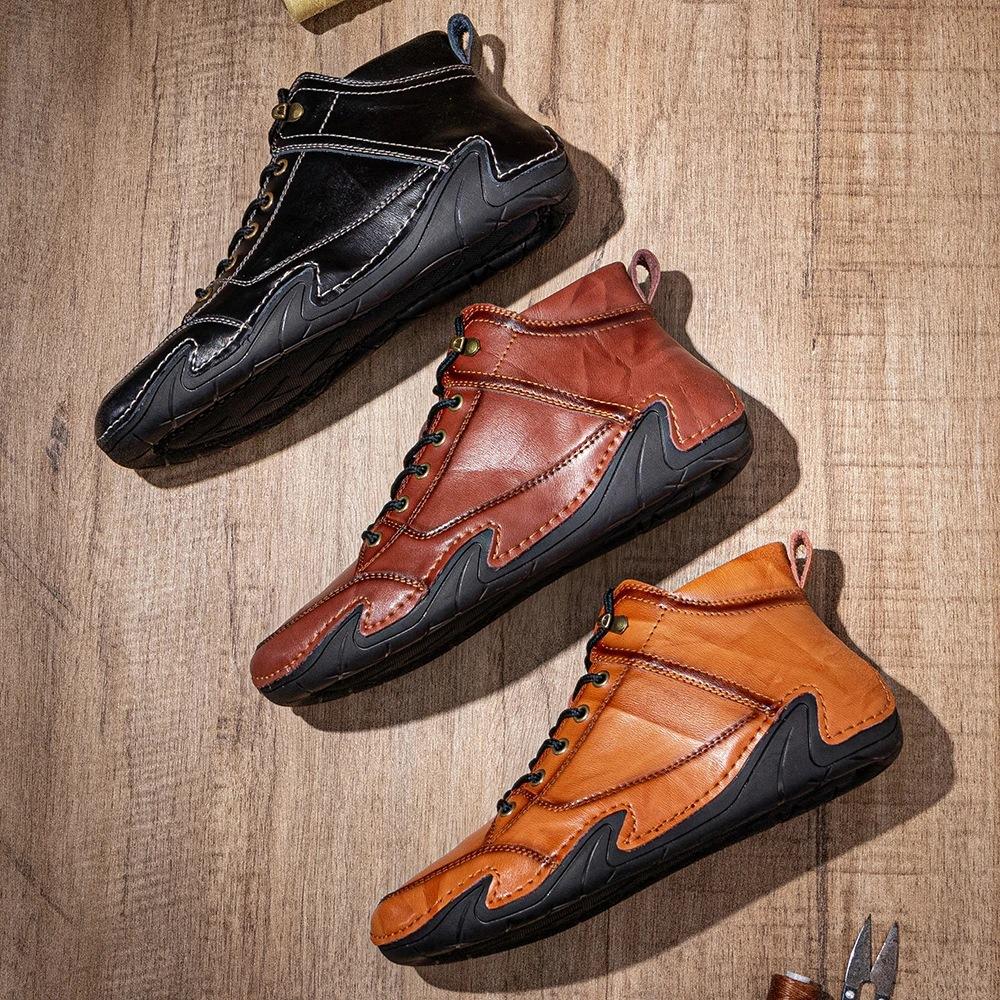 Мужская обувь Повседневная кожаная мужская обувь ручной работы Дышащая обувь для вождения — фото 3