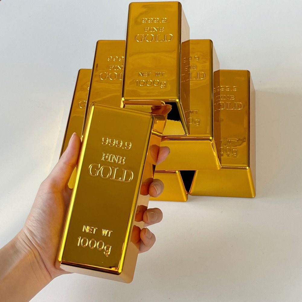 Paperweight Golden Brick Glittering Gold Bar Piggy Bank Office Accessory Bullion Bar Office Desk