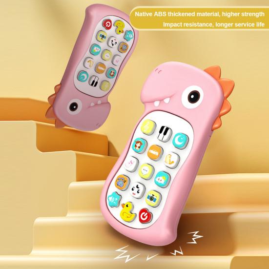 Music Phone Toy Bite-resistant Simulated Thickened Bilingual Volume Adjustment Number Enlightenment ABS Cute Dinosaur Education Phone Birthday Gift