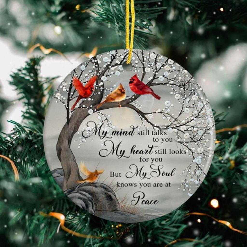 Sympathy Gifts - Memorial Gifts Red  Birds Hanging Decor - My Mind Still Talks To You Acrylic Ornaments Double-sided Printed