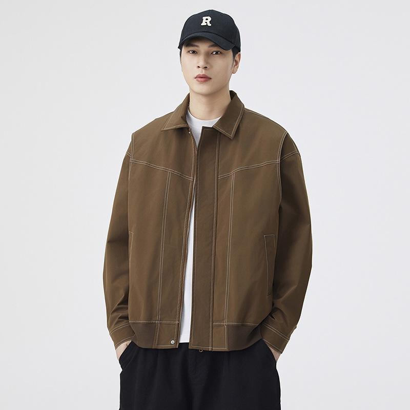 Coat Men's New Autumn and Winter Jacket Lapel Cardigan Youth Handsome Joker Loose Leisure.