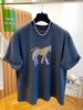 Spring Plus Size Year of the Horse Printed T-shirt - Women's Loose Short Sleeve Top