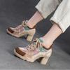 Johnature Fashionable Breathable Sports Style High Heels Mixed Colors Versatile Lace-up Women's Shoes