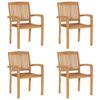 Exclusive House - Stackable Garden Chairs with Cushions Set of 4 Solid Teak