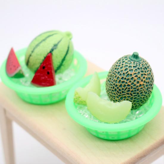 Mini Chilled Watermelon Set Miniature Basin with Cantaloupe Ice Cubes Mini