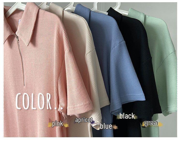 Elegant Summer Waffle Knit Polo Collar Dress - Age-Reducing, Solid Color Short Skirt for Women (2026)