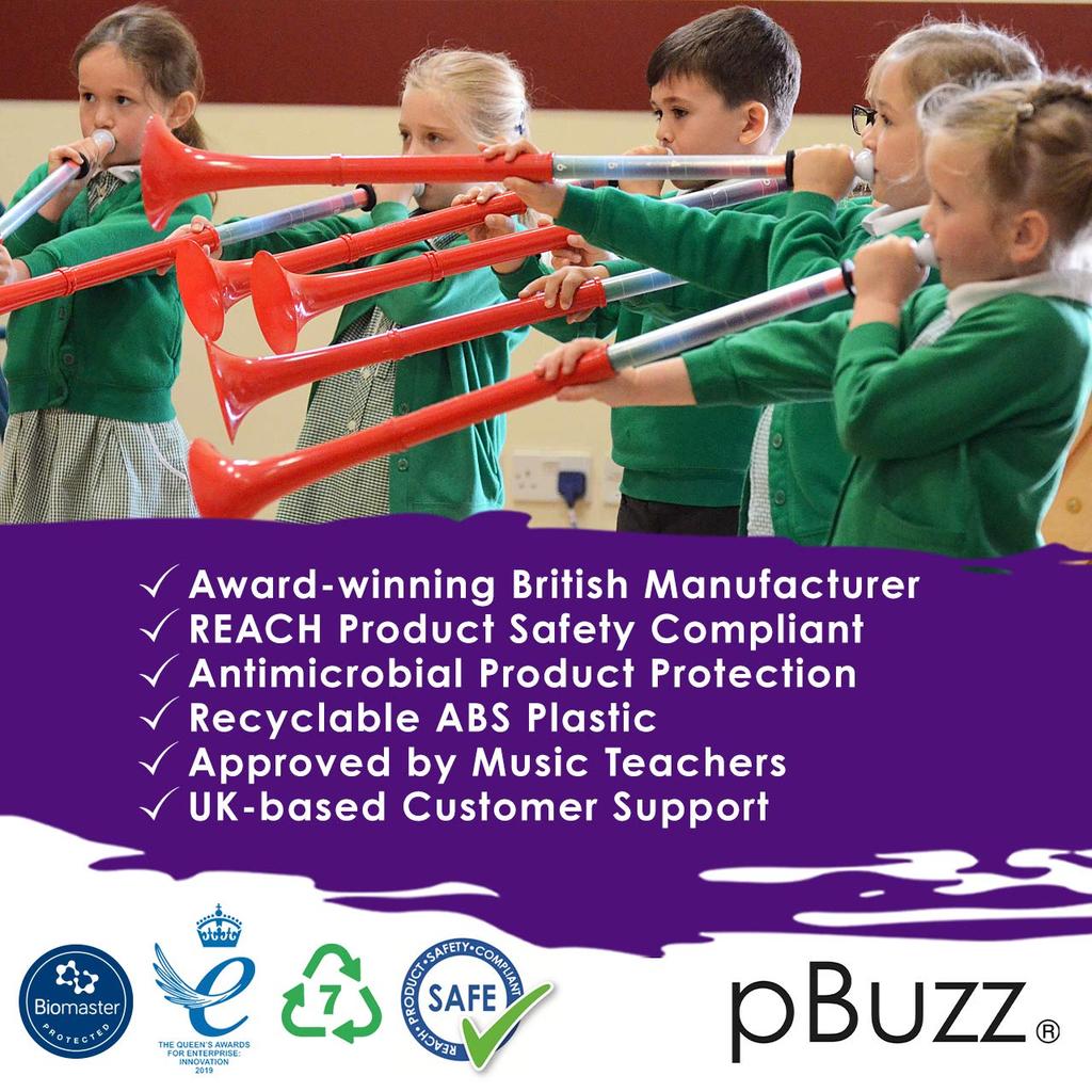 pInstruments Plastic Wind Instruments Slide-Type Beginner Instruments pBuzz in C Lightweight & High-Durability ABS Bio-Coat Antibacterial PBUZZ1R Red