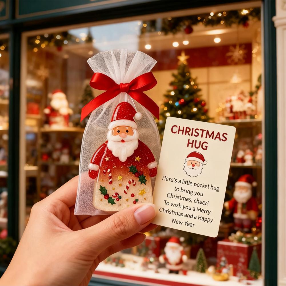 Christmas Santa Hugging Pocket Present Enhance Holiday Ambiance Show Blessing Love Through Card Good Gift For Family Friends