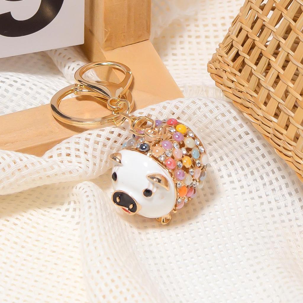 Colorful Rhinestone 3D Tiger Keychain and Metal Backpack Accessory