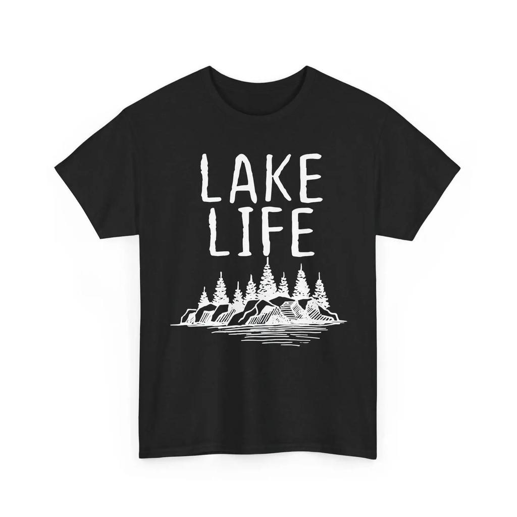 Lake T Shirt Life Wildlife Boating Lovers Summer Vacation Vintage Washed Soft Graphic Streetwear Breathable Casual Stretched