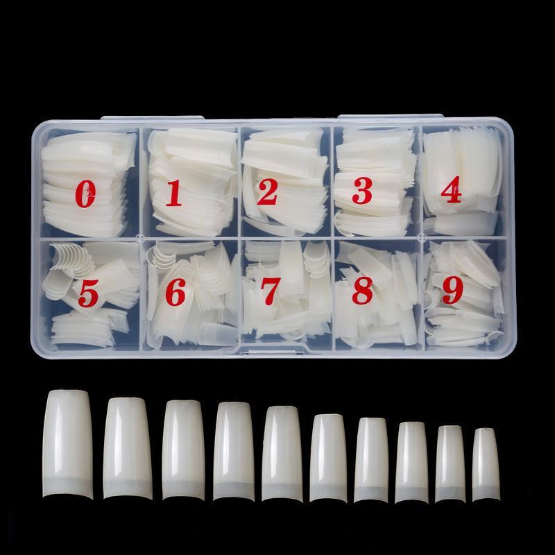 500 Nail Art Pieces/Box, French Manicure Tips, Full-Coverage And Half-Coverage False Nails, Natural White And Transparent