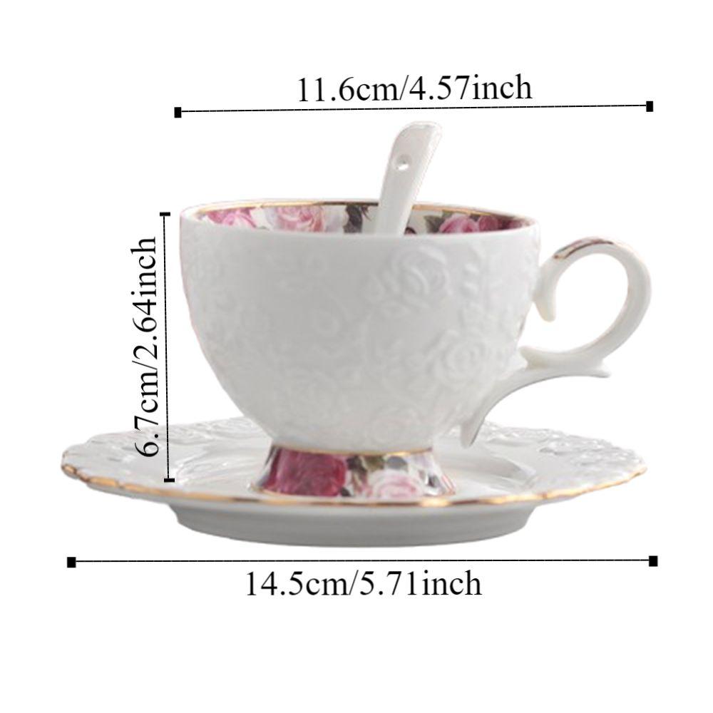 Exquisite Tea Cup Set Luxury Latte Flower Tea Water Cup Ceramic Coffee Cup Spoon Plate Set  Hotel