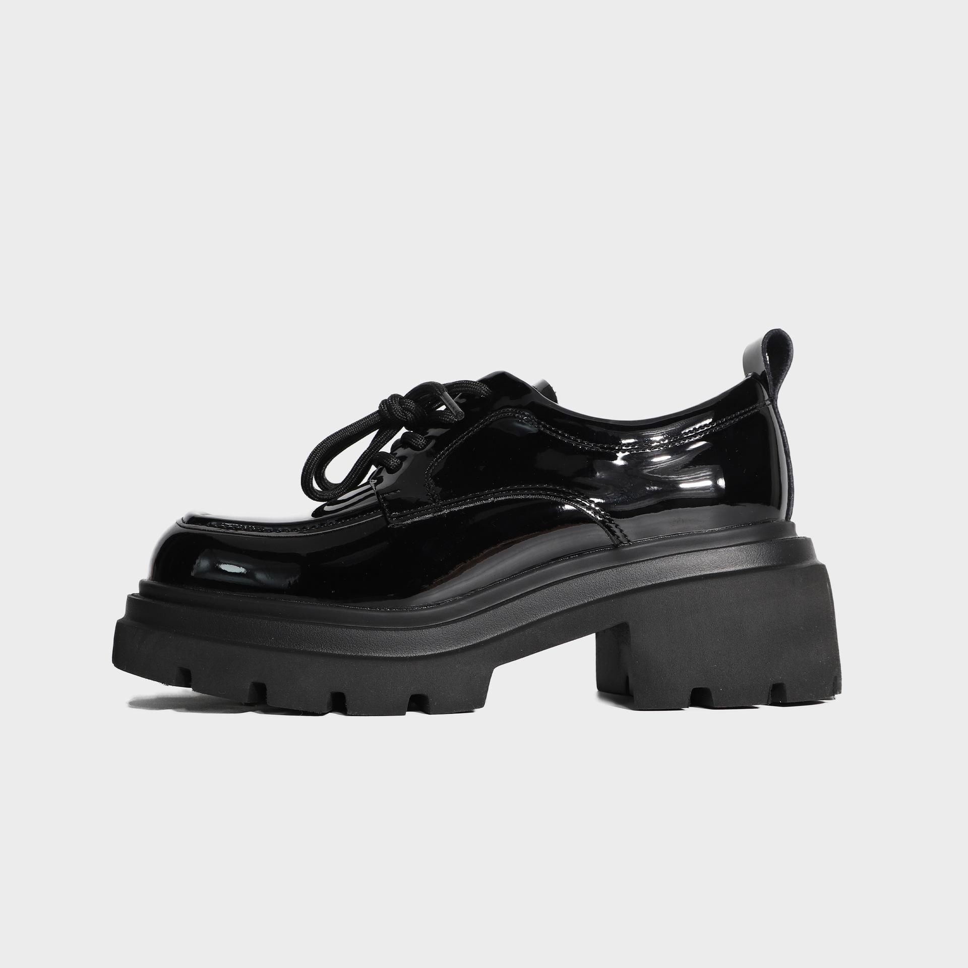 

2025 spring new fashion front lace-up loafers women s comfortable platform British style small leather shoes thick high heels women s shoes 33