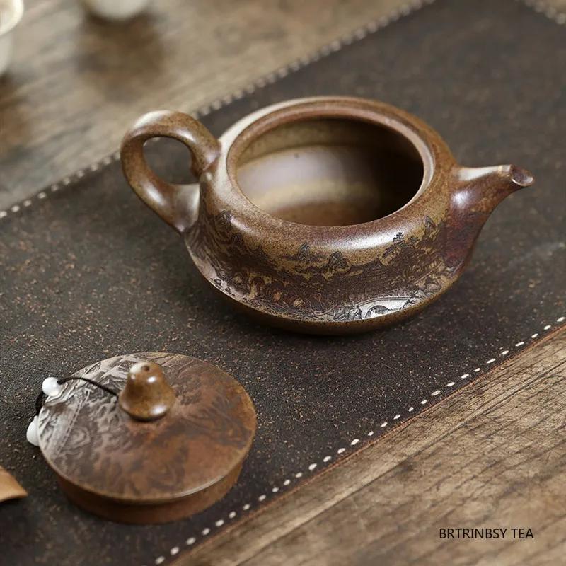 550ml Yixing Handmade Purple Clay Teapot Household Landscape Tea Pot Large Capacity Beauty Kettle Chinese Zisha Tea Set