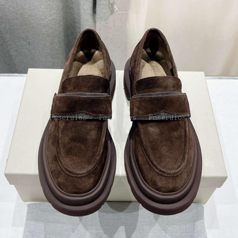 New Women Loafers Round Toe Flats Slip on Leather Platform Comfort Office Daily Walking Casual Shoes Solid Concise Business