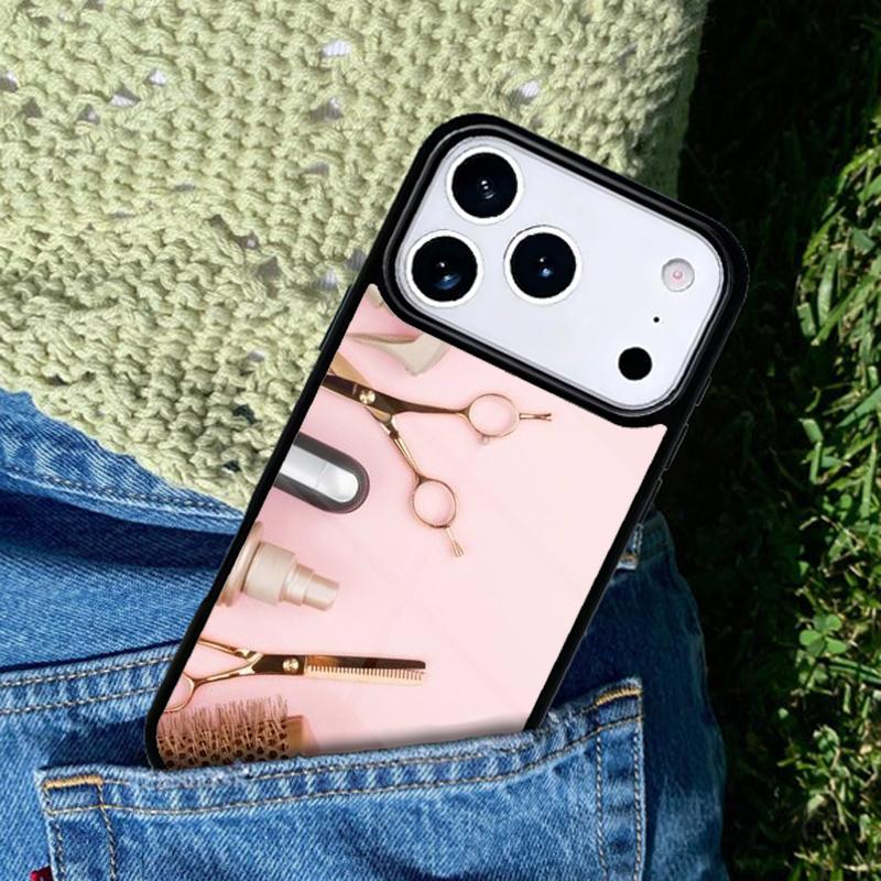 Hair Stylist Scissors Brush Switch Phone Case Cover Compatible with for IPhone 17air 16e 15 14 13 12 11Pro Max 17 Air