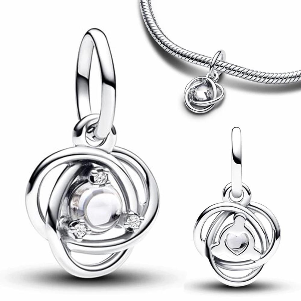 Copper Twelve Month Birthstone Heart Eternity Charms Beads Pendant Fit Original Bracelet For Women Fine Jewelry