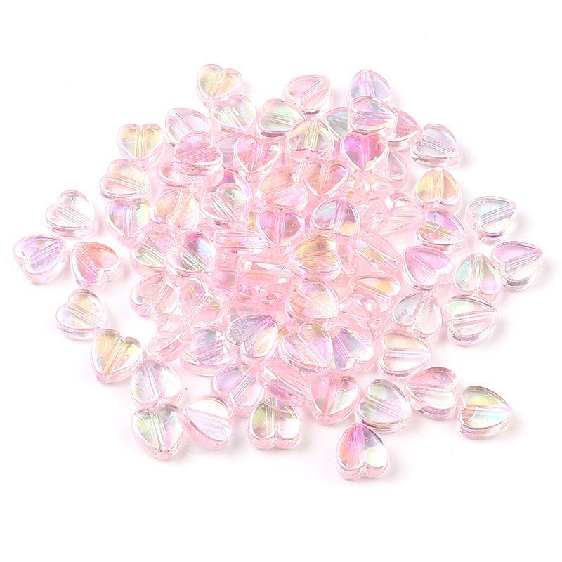 200pcs 8x9mm Acrylic Heart Beads Candy Color Loose Spacer Beads For Jewelry Making DIY Bracelets Necklace Keychain Accessories