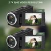 2.7K Video Camera Camcorder QHD 50MP YouTube Vlogging Camera 16X Digital Zoom Webcam 270 Degree Rotation Screen Camcorders with 32G SD Card and 2