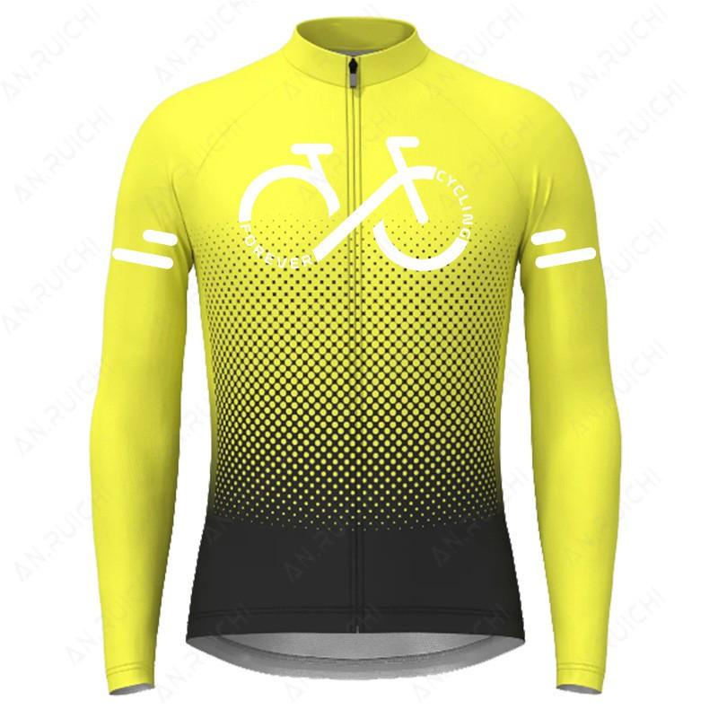 Slim Fit Long Sleeve Cycling Jersey Gradient Bike Top Breathable Road Mountain Biking Wear