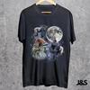 Three Gorilla Retro T Shirt Vintage Moon Funny Animal Vintage Unisex Stylish Designer Clothes Slightly Stretched