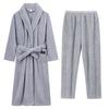 Nightgown Women'S Autumn And Winter Coral Fleece Men'S Bathrobe Couple Pajama Set Extended Yukata Thickened Winter