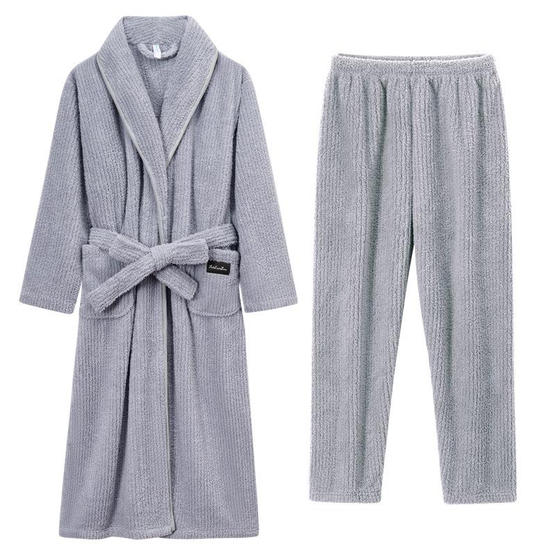 Nightgown Women'S Autumn And Winter Coral Fleece Men'S Bathrobe Couple Pajama Set Extended Yukata Thickened Winter