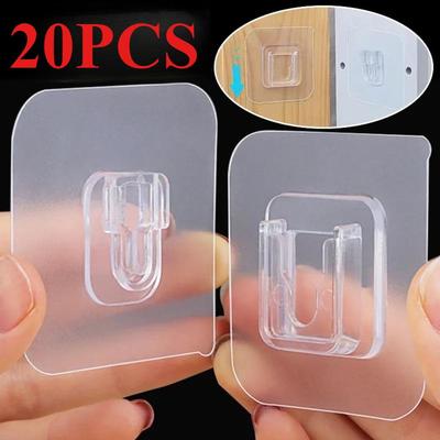 2/6/10/20PCS Double Sided Self Adhesive Wall Hooks Transparent Invisible Traceless Hook Wall Storage Holder Kitchen Bedroom Organizer