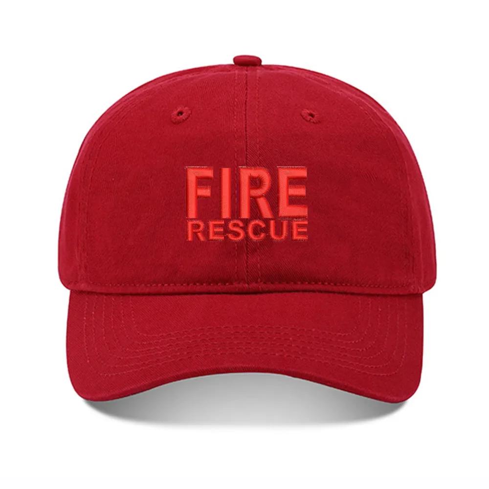 Lyprerazy Baseball Hat Fire Fighter Rescue Unisex Embroidery Baseball Cap Washed Cotton Embroidered Adjustable Cap