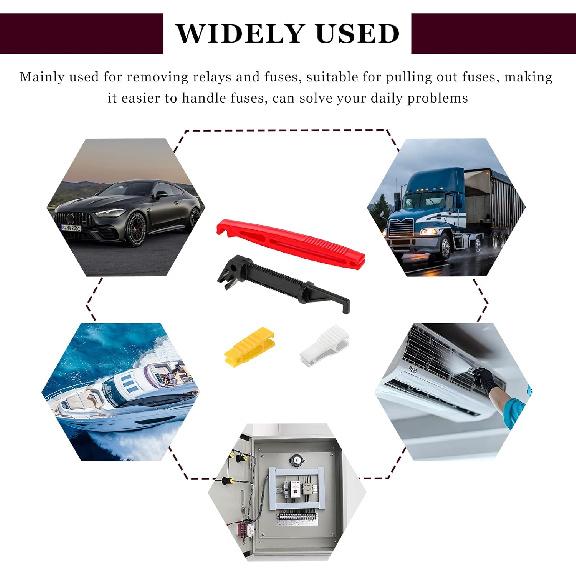 4PCS Car Fuse Puller Tool, 4 Size Mini Plastic Vehicle Fuse Puller Extraction Tool Set, Automotive Blade Glass Fuses Insertion Tool for Motorcycle