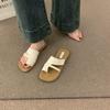 Korean Retro Niche Set of Toe Slippers for Women's Summer Wear 2025 New Flat-soled Beach Shoes, Seaside Soft-soled Sandals