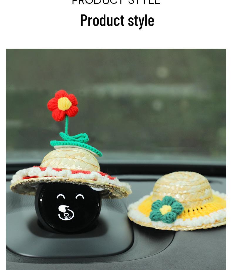 Handmade Woven Straw Hat for Weilai Nomi Robot - Car Interior Decoration for ES6/ES8
