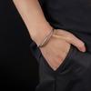 European and American Open-ended Titanium Steel Non-fading Bracelet for Men, Simple Diagonal Pattern Bangle for Women, Fashionable, Light Luxury,