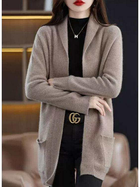 

Women s 2024 Autumn/Winter Loose Lapel Knit Cardigan with Pockets One Size