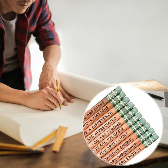 Sada 10 ks afirmačních tužek Inspirativní tužky Dřevěné motivační výroky Tužky Tužky na komplimenty Dárky pro studenty od učitele