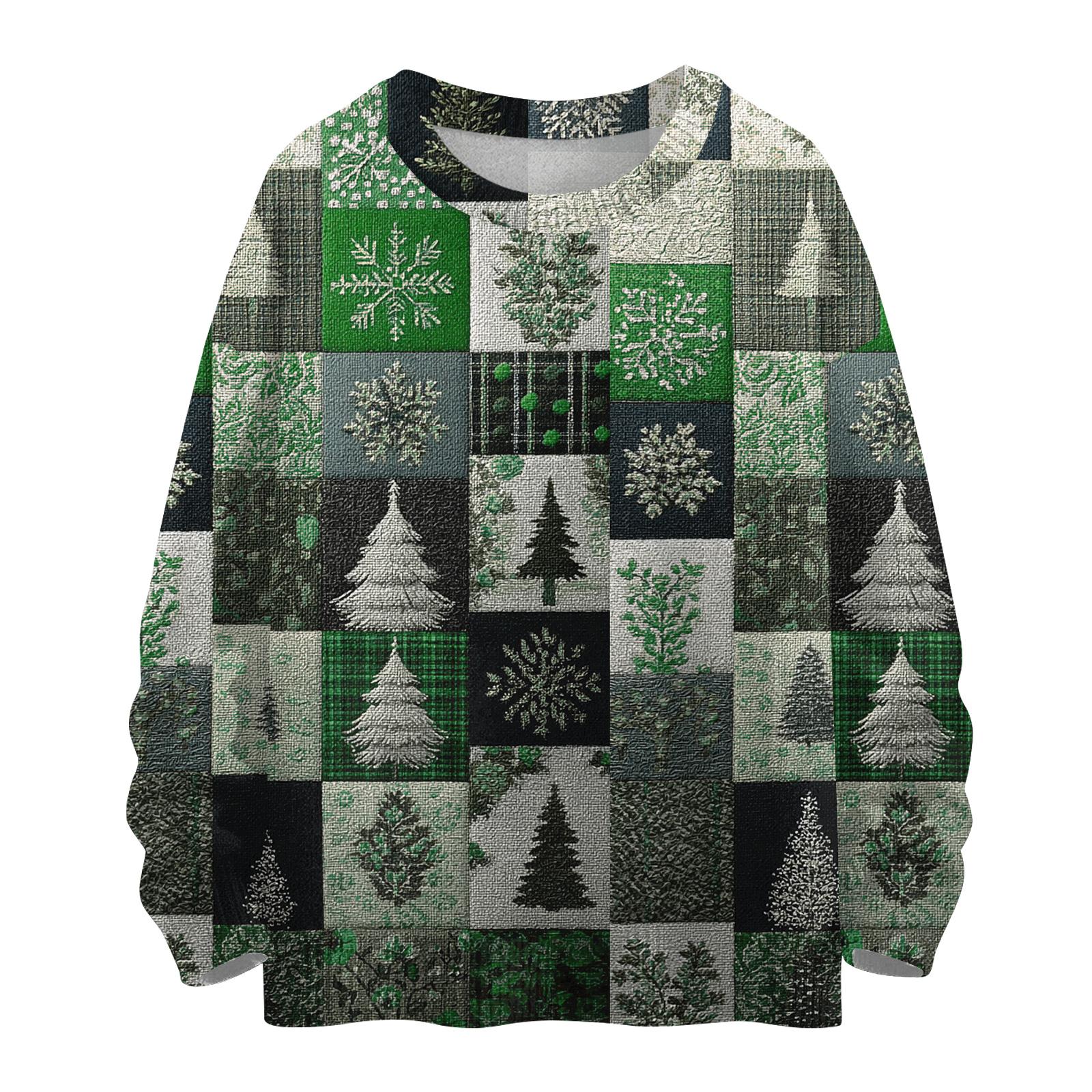 

Женский повседневный шерстяной рождественский свитшот с длинным рукавом, осенний отпускной пуловер с длинным рукавом XL