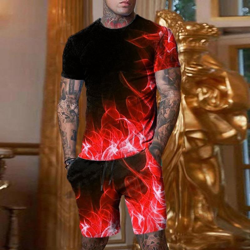 Men's Fashion Elegant Summer Casual Suit Oversized Men's Top Y2K Style Breathable Fresh Short Sleeve Printed 3D Poker Pattern