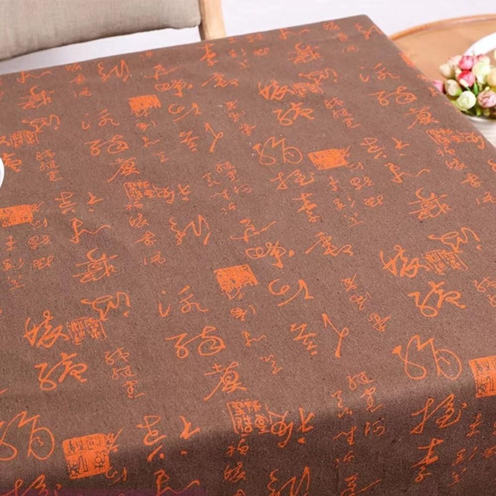 Chinese Character Printed Linen Tablecloth 150×50cm/200×150cm Dust Cover