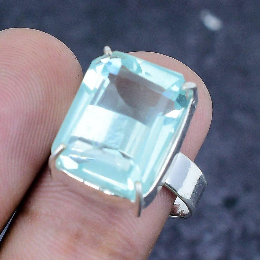 Schweizer Blautopas Edelstein 925 Sterlingsilber Schmuck Ring Größe 8