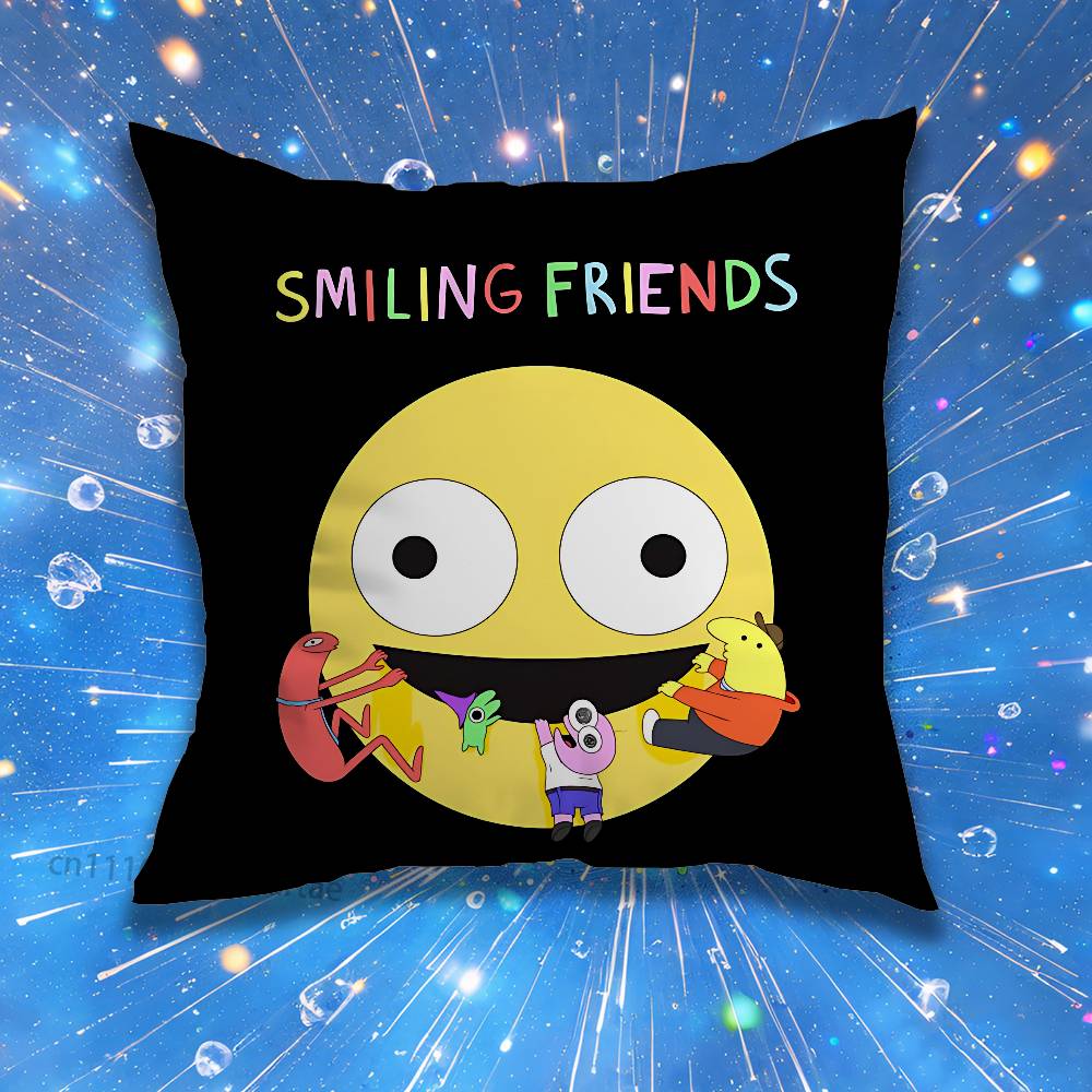 SSmiling FFriends Custom Pillow for Sofa Seat Chair DecorativeModern Home Decor Print Throw Cushion